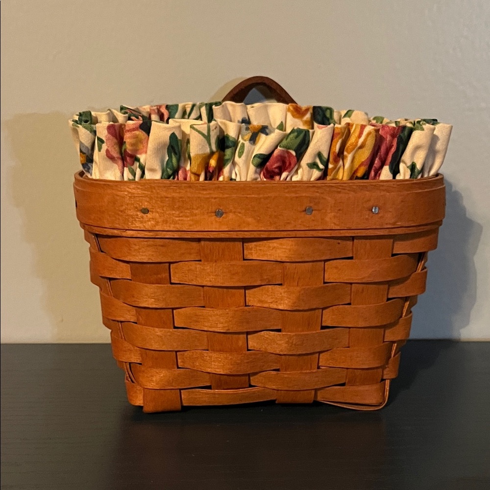 Longaberger 1993 Brown Basket with Floral Liner